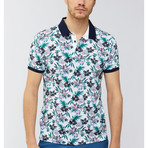 Hawaiian Print Polo Shirt // Lilac (M)