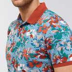 Hawaiian Print Polo Shirt // Brick Red (XS)