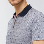 Optical Print Polo Shirt // White (L)