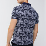 Mountain Print Polo Shirt // Navy Blue (XS)