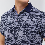 Mountain Print Polo Shirt // Navy Blue (XS)