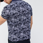 Mountain Print Polo Shirt // Navy Blue (XS)