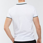 Solid Polo Shirt + Collar Trim // White (XL)