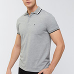 Solid Polo Shirt + Collar Trim // Gray (XS)