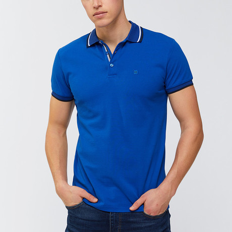 Solid Polo Shirt + Collar Trim // Sax (XS)