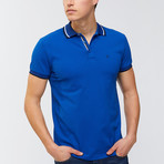 Solid Polo Shirt + Collar Trim // Sax (L)