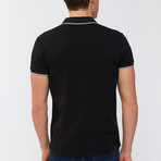 Solid Polo Shirt + Collar Trim // Black (M)