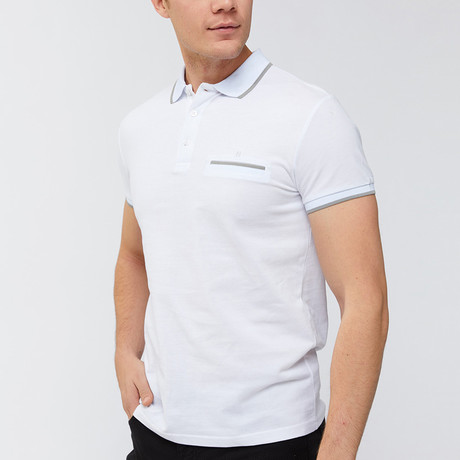 Solid Polo Shirt + Pocket Detail // White (XS)