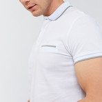 Solid Polo Shirt + Pocket Detail // White (2XL)