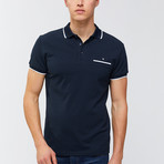 Solid Polo Shirt + Pocket Detail // Navy Blue (XS)