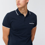 Solid Polo Shirt + Pocket Detail // Navy Blue (XS)