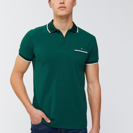 Solid Polo Shirt + Pocket Detail // Green (XS)