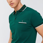 Solid Polo Shirt + Pocket Detail // Green (L)