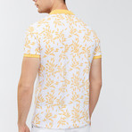 Leaf Print Polo Shirt // Yellow (XS)