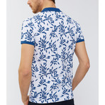 Leaf Print Polo Shirt // Indigo (XL)