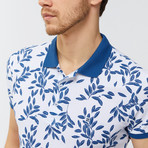 Leaf Print Polo Shirt // Indigo (XL)