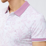 Leaf Print Polo Shirt // Pink (2XL)