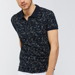 Paisley Polo Shirt // Navy Blue (L)