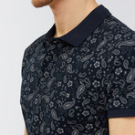 Paisley Polo Shirt // Navy Blue (L)