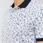 Floral Print Polo Shirt // White (XS)