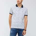 Floral Print Polo Shirt // White (XS)