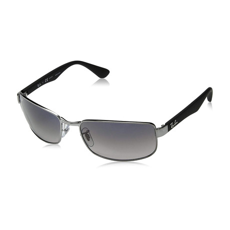 Men's Polarized Metal Rectangular Sunglasses // Gunmetal + Blue Gray