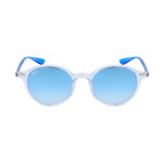 Unisex Round Sunglasses // 	Transparent Blue + 	Blue Gradient Flash