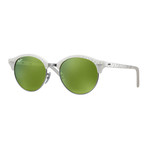 Club Round White Sunglasses // White + Green