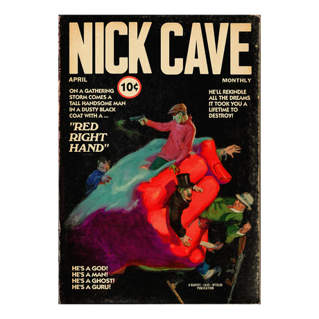 Nick Cave "Red Right Hand" 1930s Pulp Magazine Mashup (8.5"W x 11"H x 0.1"D)