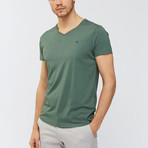 Solid V-Neck T-Shirt // Army Green (2XL)