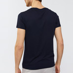 Solid V-Neck T-Shirt // Navy Blue (M)