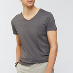 Solid V-Neck T-Shirt // Anthracite (L)