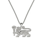 Large Silver Lioness Logo Necklace (22")