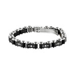 Standard Black + Silver Bicycle Bracelet (7.5")