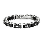 Thick Black + Silver Bicycle Bracelet (7.5")