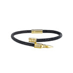 Black Stingray Bracelet + Gold Bullet (7.5")