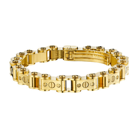 Thick Gold Bicycle Bracelet (7.5")