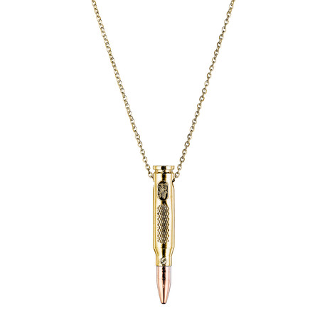 Distressed Gold Bullet Necklace // 30 Inches