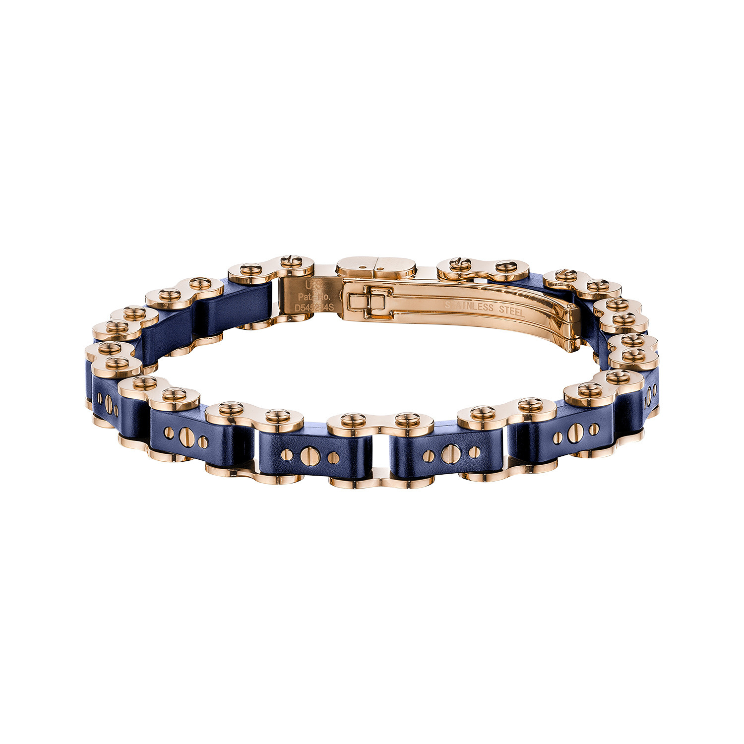 Standard Navy Blue + Rose Gold Bicycle Bracelet (8