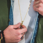 Distressed Gold Bullet Necklace // 30 Inches