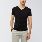 Solid V-Neck T-Shirt // Black (XS)