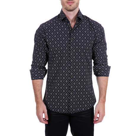 Finley Long-Sleeve Button-Up Shirt // Black (S)