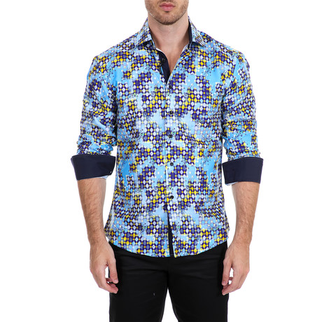 Howard Long Sleeve Button-Up Shirt // Yellow + Blue (XS)