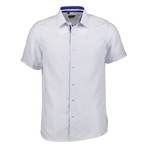 Oswald Short Sleeve Button Up Shirt // White + Blue (XL)