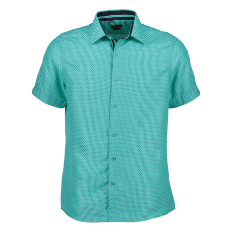 rosso milano harland teal sleeve button short shirt