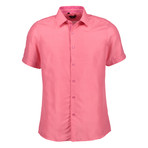 Oswald Short Sleeve Button Up Shirt // Hot Pink (3XL)