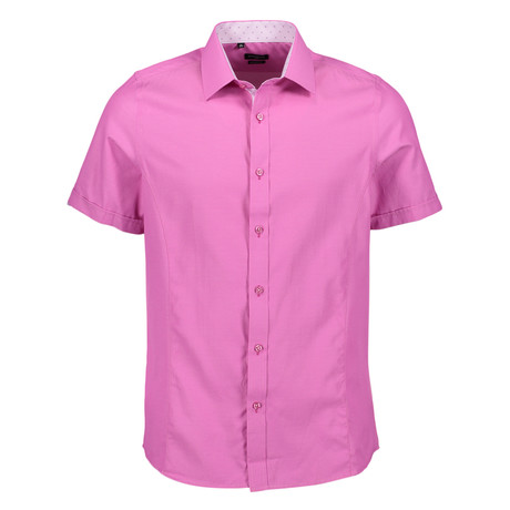 Camden Short Sleeve Button Up Shirt // Raspberry (S)