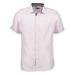Oswald Short Sleeve Button Up Shirt // White + Pink (S)