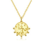 Aztec Circular Pendant Necklace // 14K Gold Plated