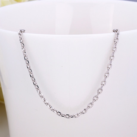 Italian Curb Chain Necklace // 14K White Gold Plated
